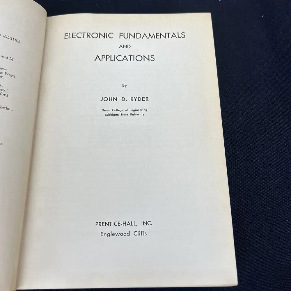 ELECTRONIC FUNDAMENTALS AND APPLICATIONS By John D. Ryder Hardcover 1957